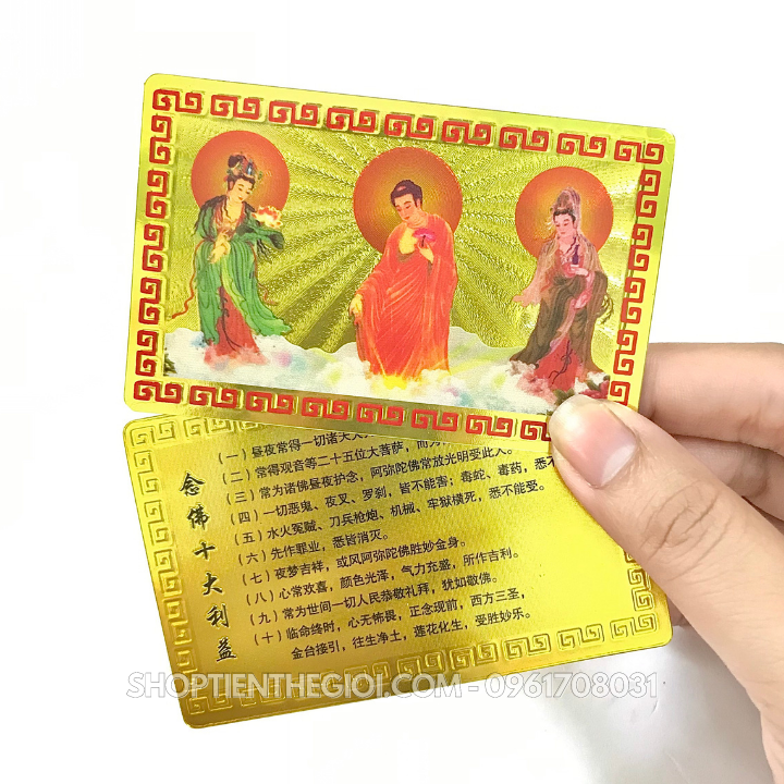 Thẻ Kim Bài Tây Phương Tam Thánh Phật